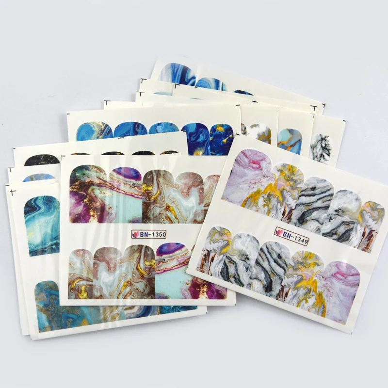 Наклейка для ногтей с мраморной текстурой водные переводки серия серий серого