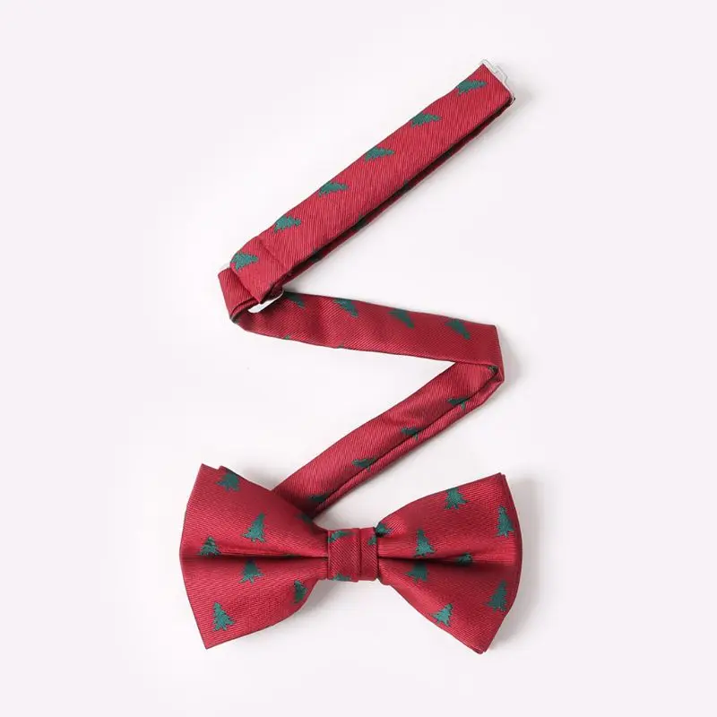 Мужской Рождественский галстук-бабочка Рождественская елка карамельный тростник Санта Клаус с принтом фестиваль праздник