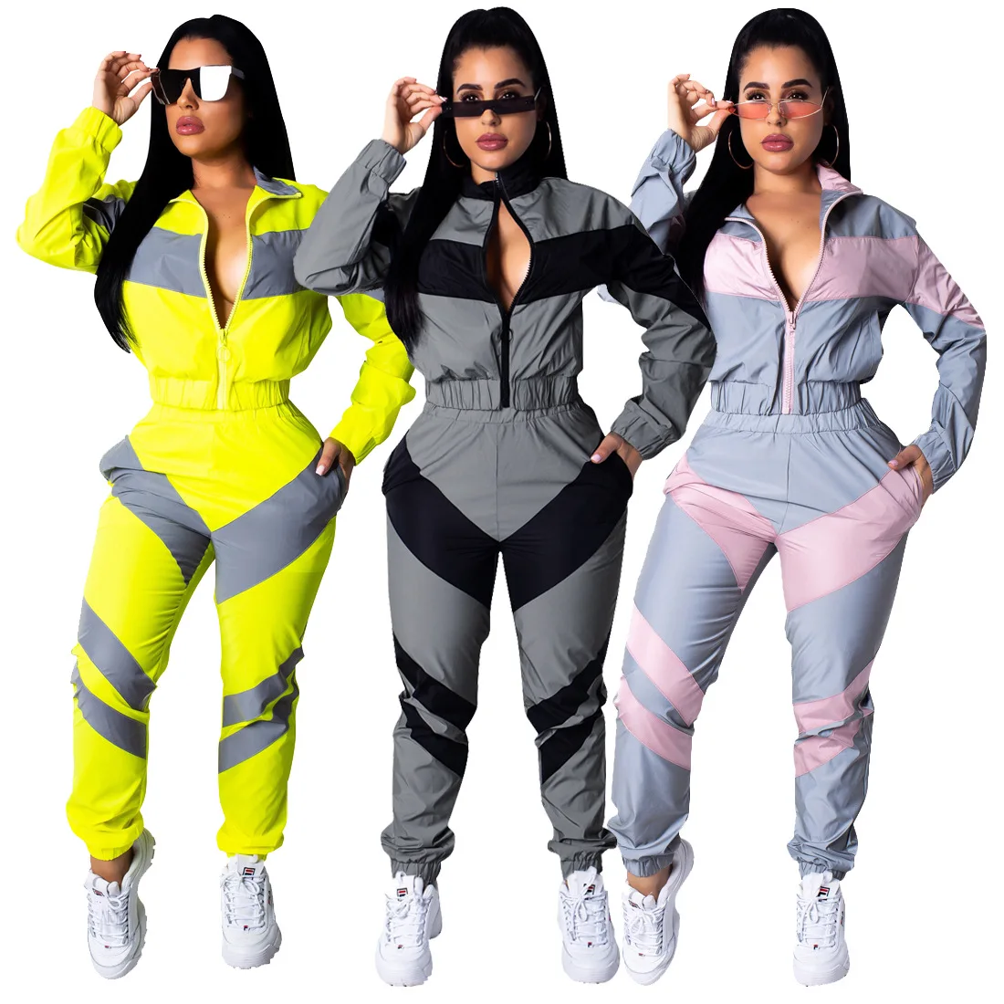 

2020 Summer Women's Suit European and American Hot Style Model Solid-color Long Sleeve Casual Sport Fashion Clothes