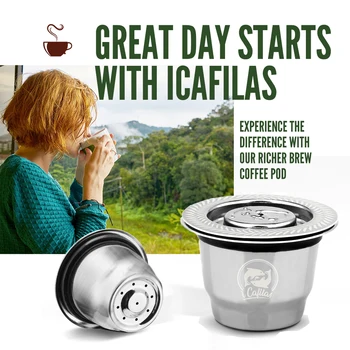 

For Nespresso Stainless Steel Coffee Filter Reusable Refillable Coffee Capsule Satinless Tamper Spoon Lovely Design Capsule Cup