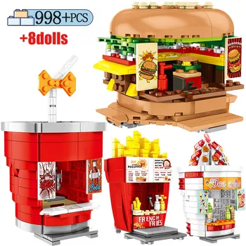 

SEMBO City Friends Food Hamburgers Shop Street View Buildings Block For Ice Cream House Truck Bricks Sets Toys For Children Gift