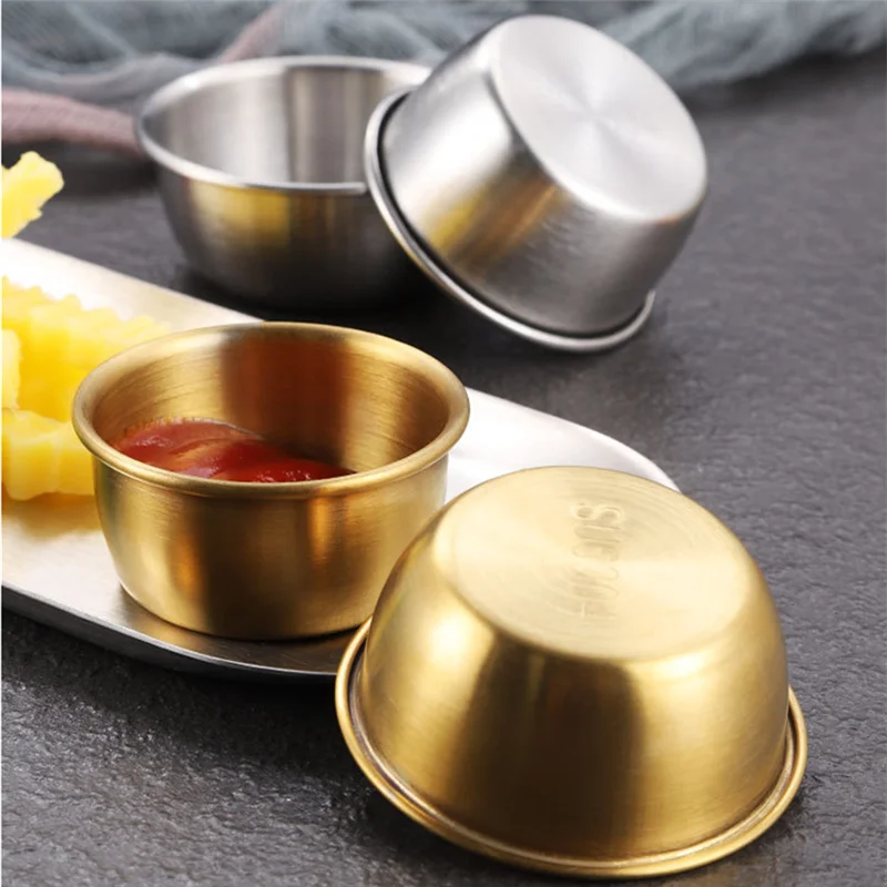 Ramekin Sauce Dipping Bowl Mini Sauce Cups Pudding Condiment Cups For Home Party Restaurant 6Cm-1Pc Silver Gst1049
