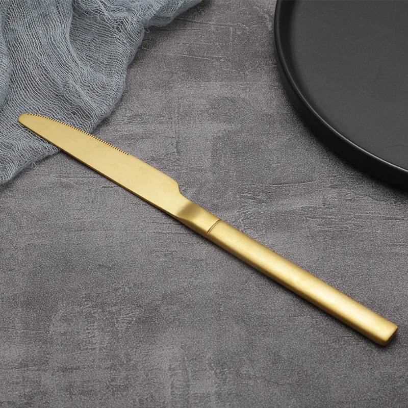 Gold knife 304 горячая Распродажа столовых приборов из нержавеющей стали, столовые ножи, вилки, золотые ложки, посуда для кухни, вечерние столовые приборы - Цвет: Gold knife