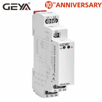 Free Shipping GEYA Elevator Relay Phase Sequence Protection Relay 1SPDT OR 2SPDT 8A 10A Phase Relay 24 vac relay for henny penny hen60818