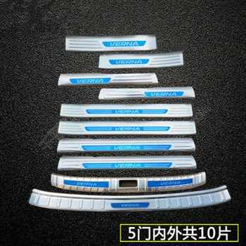 

10PCS Stainless Ste Rear bumper Protector Sill Scuff Plate/Door Sill Protector Sticker fit For Hyundai VERNA 2017 2018
