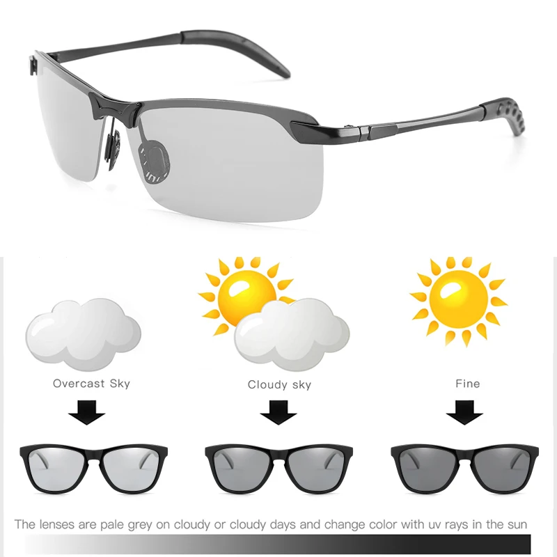 Mens Polarized Photochromic Sunglasses Biker Glasses Sport POC UV400 4pc Replace 