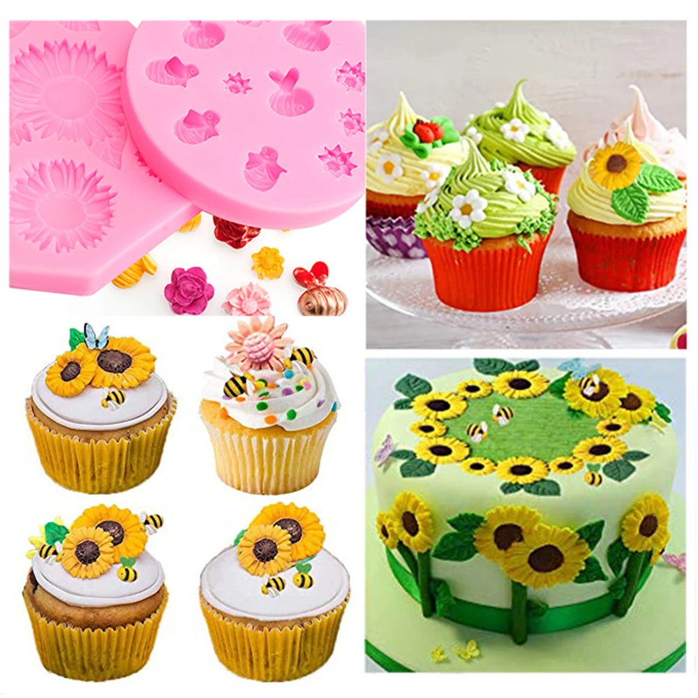 Sunflower Bee Fondant Silicone Molds Cupcake Fondant Cake