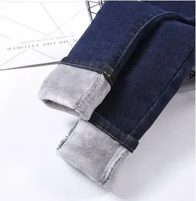 Dark blue white Зимние женские джинсы с высокой талией, обтягивающие джинсы, теплые обтягивающие джинсы для женщин, плюс размер, Mujer, Стрейчевые вельветовые брюки, Pantalon Femme - Цвет: Dark blue white