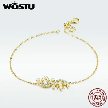 

WOSTU Hot Sale Authentic 925 Sterling Silver Lucky Eye Bracelet Unique 2020 New Golden Color Zircon Adjustable Bracelet BNB026