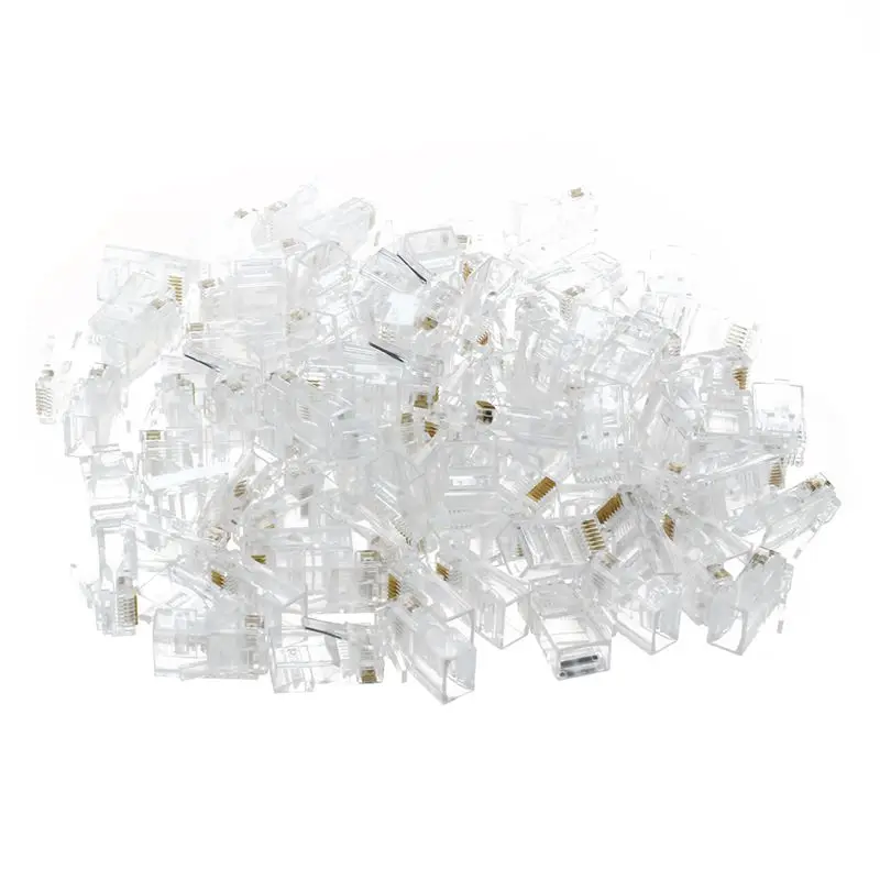 

RJ45,8P8C,CAT 5 Transparent Crimp Connector Plug , 100 Pieces Per Bag