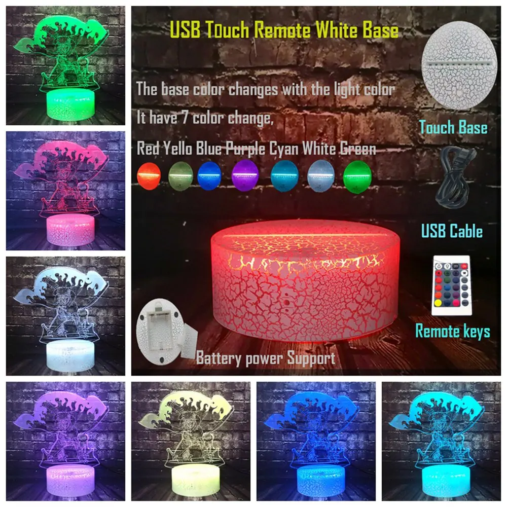 Remote 7 Color Модная мультяшная 3D визуальная трещины лампа Наруто тема рисунок Namikaze Minato светодиодный Безопасный детский умный сенсорный сменный ночной Светильник вечерние подарки - Испускаемый цвет: Remote 7 Color