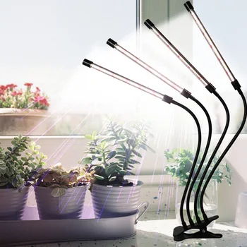 

USB Desk Cycle Timing Greenhouse For Indoor Plants Clip On Full Spectrum LED Grow Light 4 Heads Adjustable Brightness Aluminum