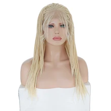 Харизма термостойкие волокна волос цвета блонд синтетический Синтетические волосы на кружеве парик длинные косички 13x3 кружева осветленных парики для Для женщин с детскими волосами