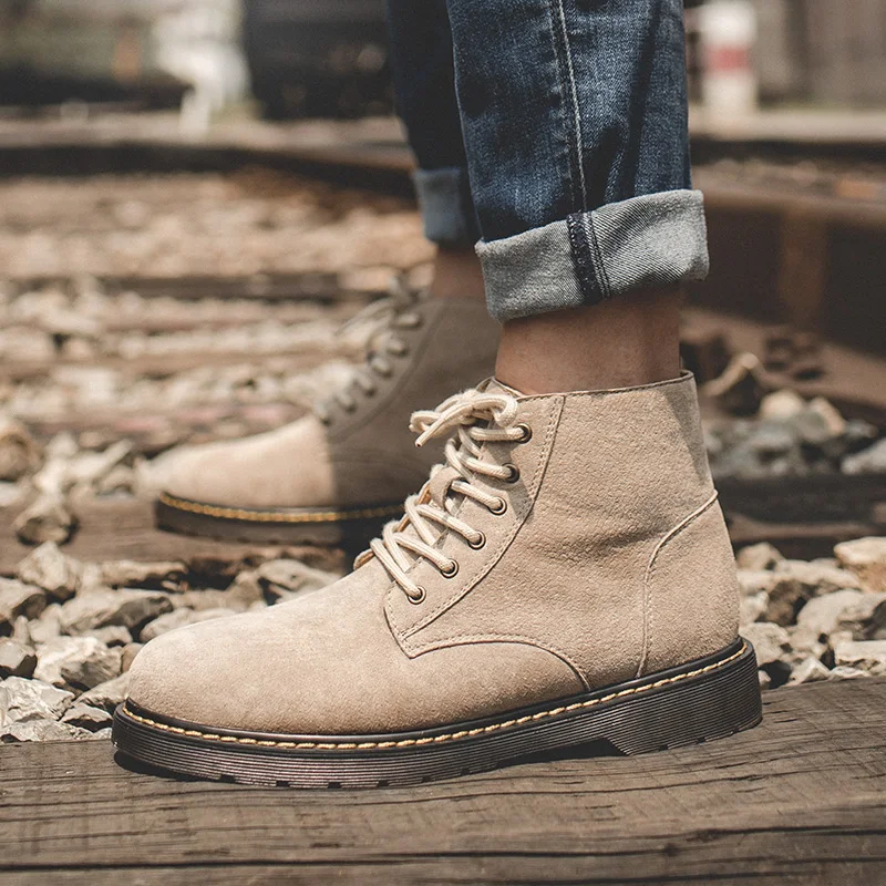 

Maden men's Martin boots winter warm high shoes plus velvet tooling boots snow boots men