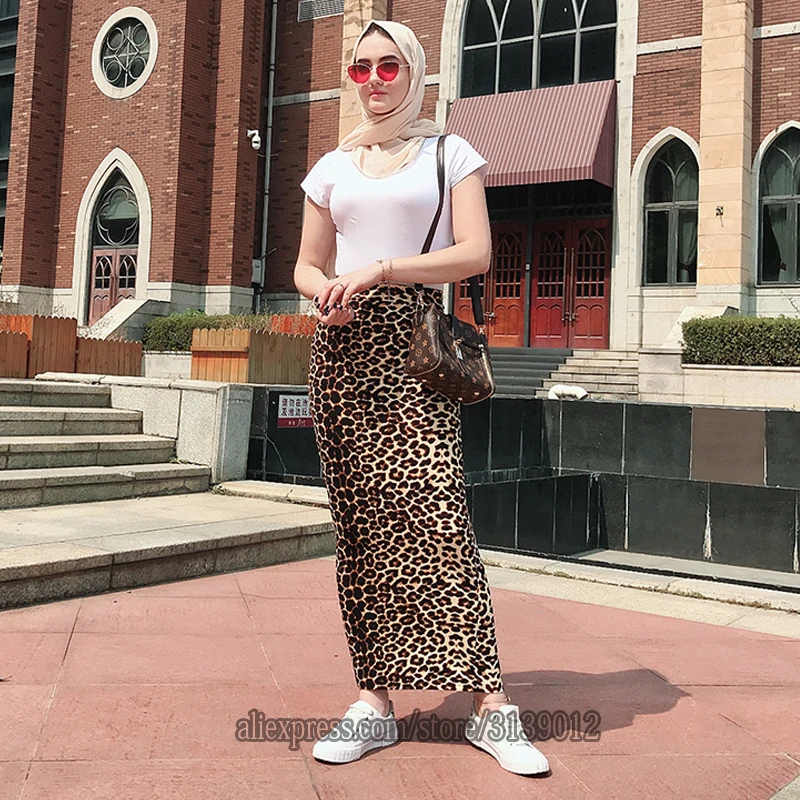 Faldas Mujer Moda Leopardo зимняя абайя мусульманская леопардовая длинная юбка-карандаш с высокой талией Jupe Longue Femme юбки для женщин
