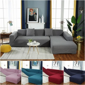 

All-inclusive Solid Sofa Covers For Living Room Combination Sofa Dust Cover Soft Stretch Couch Cover Home Corner Sofa Cover