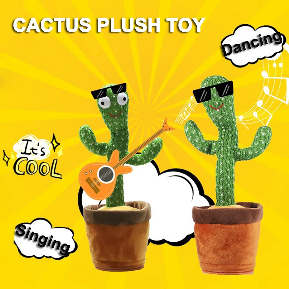 Children Electric Talking Cactus Plush Toy Singing Dancing Twisting Recording Learning To Speak Baby Interactive Toys for kids