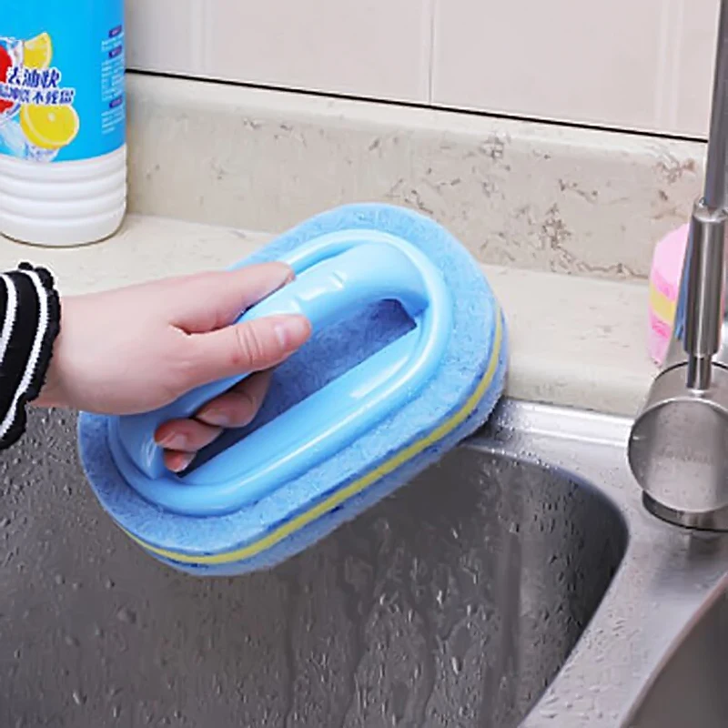 Kitchen Cleaning Bathroom Toilet Kitchen Glass Wall Cleaning Bath Brush Handle Sponge Bath BottomBathtub Ceramic Cleaning Tools - Image 2