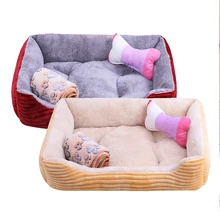 Квадратный мягкий коврик для домашних животных, коврик для кошек, все приправы, кровать для собак, дышащий, четыре комбинации, собачье гнездо, водонепроницаемый, съемный, моющийся