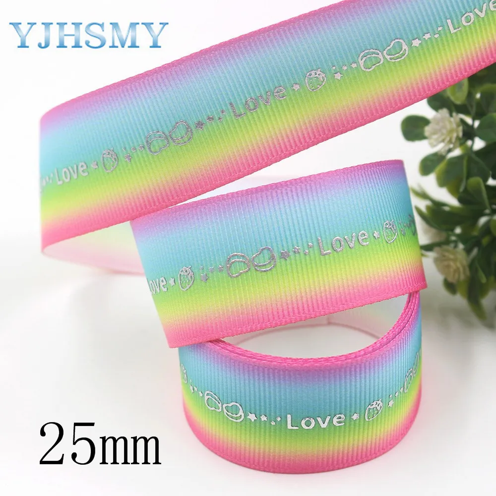 YJHSMY I-191121-2521, 25 мм 10 ярдов мультфильм любовь горячие серебряные корсажные ленты, Одежда DIY ручной работы Свадебная вечеринка украшения