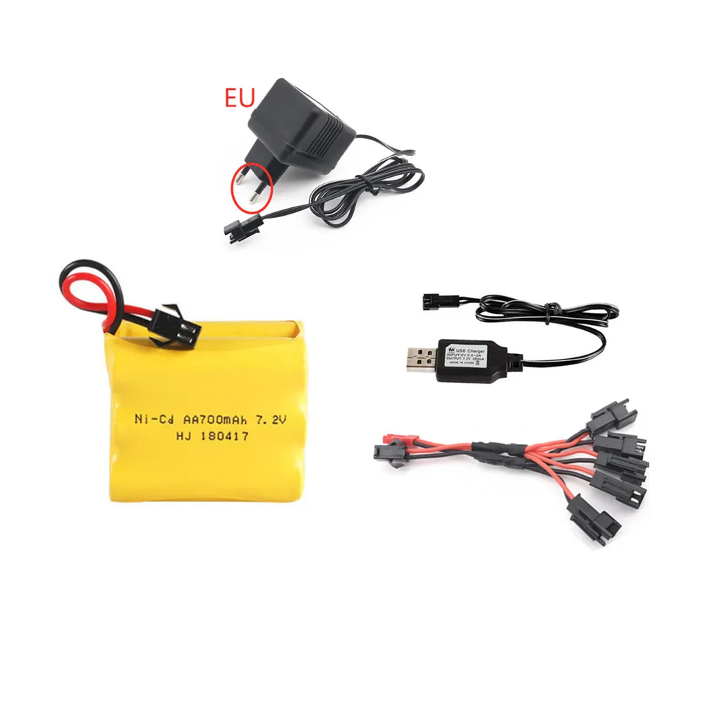 Аккумулятор 7,2 v 700mah+ зарядное устройство 7,2 v для радиоуправляемых игрушек, автомобилей, лодок, танков, поездов, роботов, пушек, NI-CD AA 7,2 v, перезаряжаемый аккумулятор SM Plug