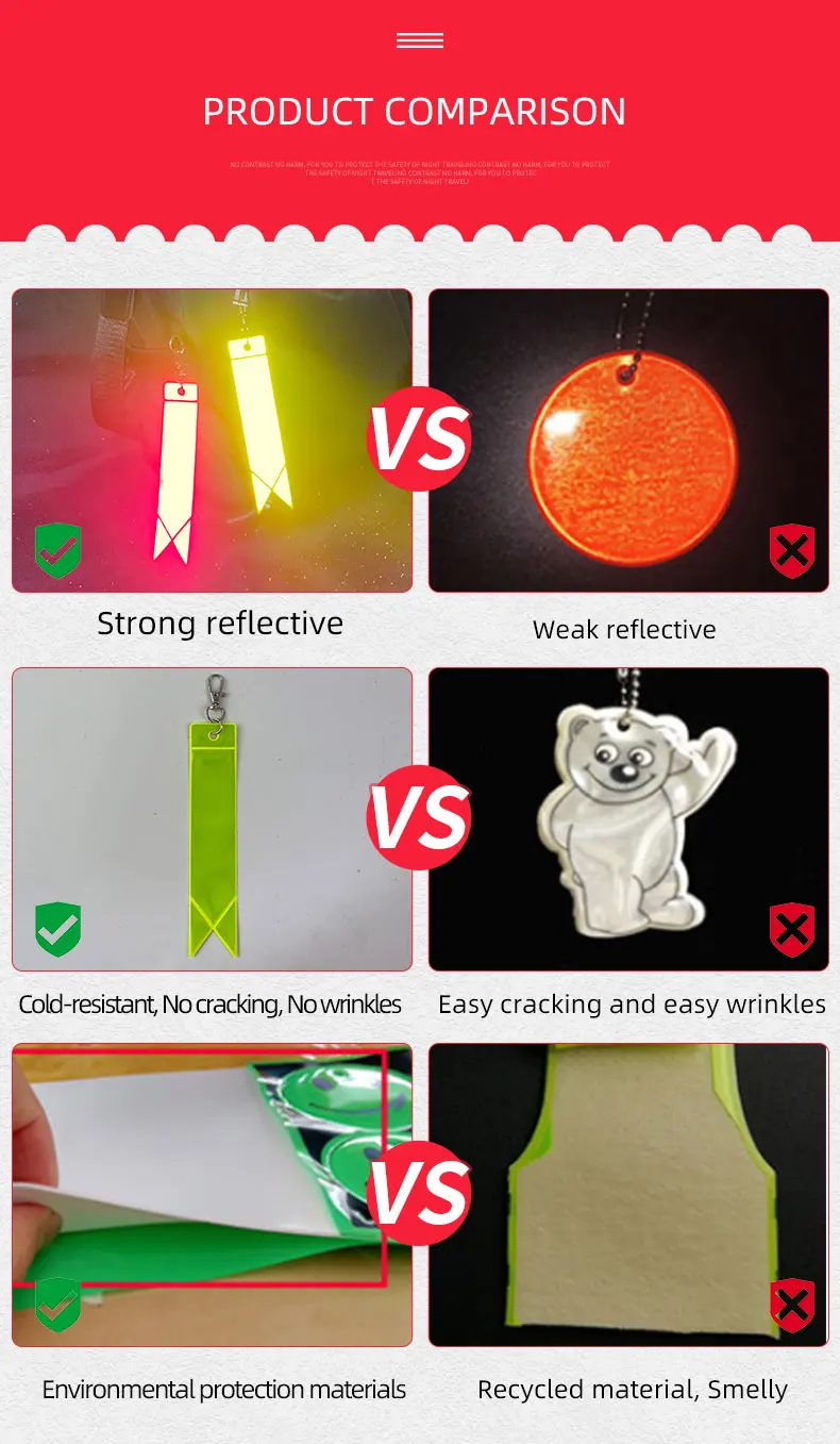 New MEILITE 500 candle lights Streamer Reflective Keychains Safety protection bag pendant  key ings For traffic safety use