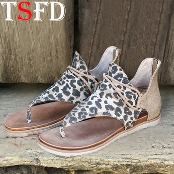 

Summer Sandals for Women Leopard Shoes Ladies Peep-toe Sandals Female Flat Shoes Hot Sale Gladiator Sandals Sexy Woman Shoe J8