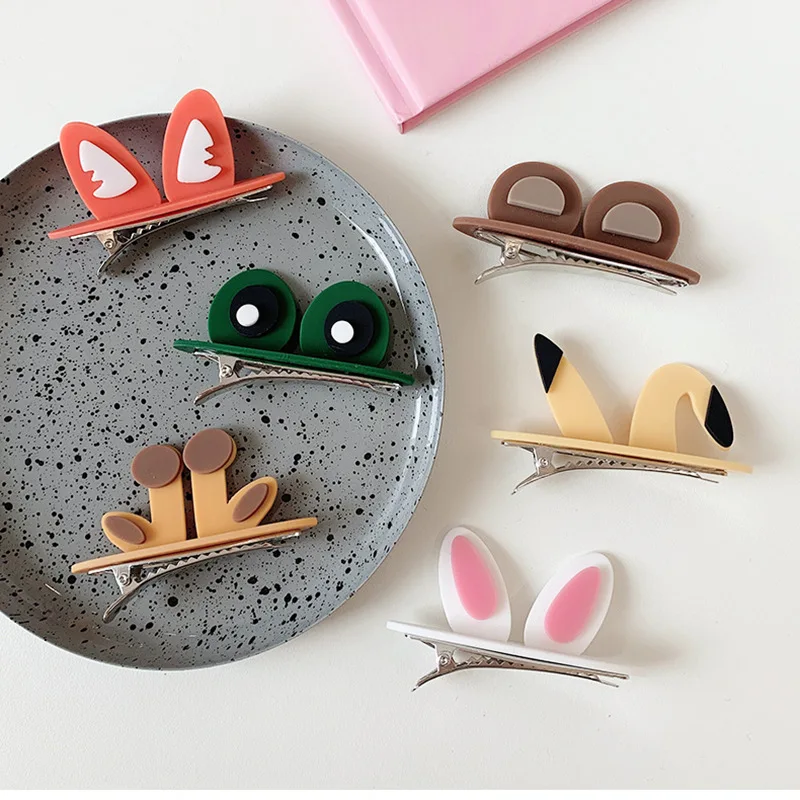 Новинка детская мультяшная стерео заколка для волос резиновая лягушка кролик