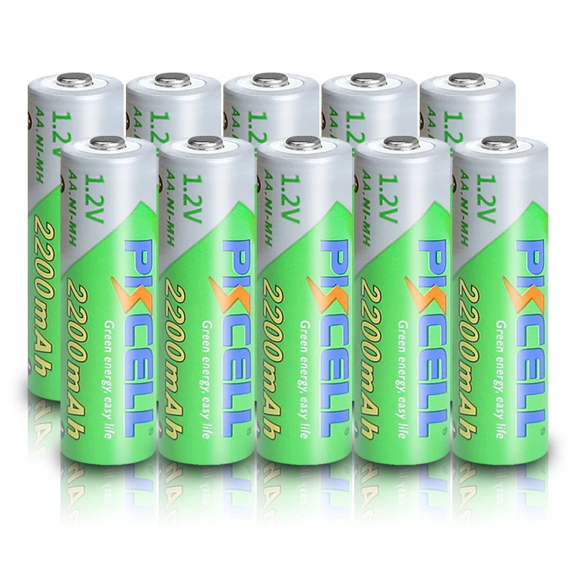 10PCS PKCELL AA 2200MAH battery 1.2V NIMH aa Rechargeable Batteries 2A precharge Low self-discharge | Электроника