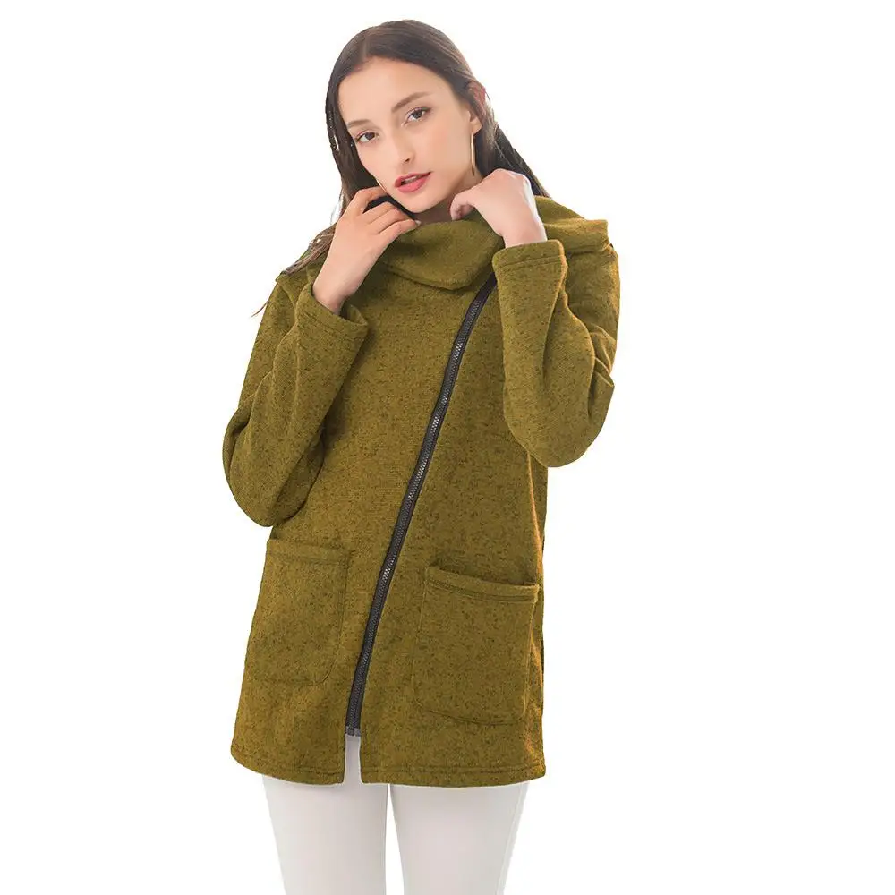 Двухслойное женское уличное пальто для весны и осени, теплые длинные толстовки с подкладкой, куртки на молнии, повседневная одежда для отдыха - Цвет: Yellow