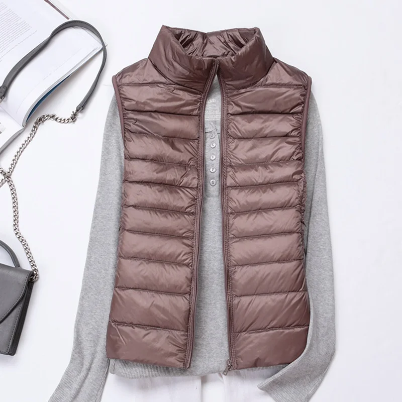 Зимний мужской и женский модный легкий стеганый пуховой пуховик с капюшоном, наполненный шелковой нитью, блузки для осени и зимы - Цвет: vest-Khaki