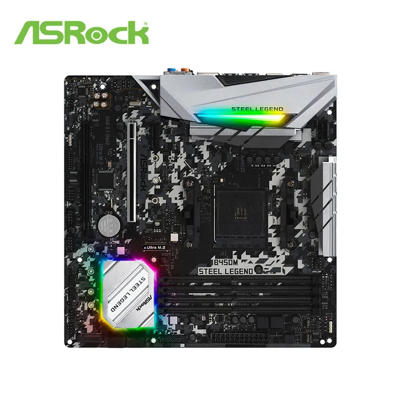 ASRock B450M стальной легендарный компьютер USB3.0 M.2 Nvme SSD материнская плата AM4 DDR4 B450