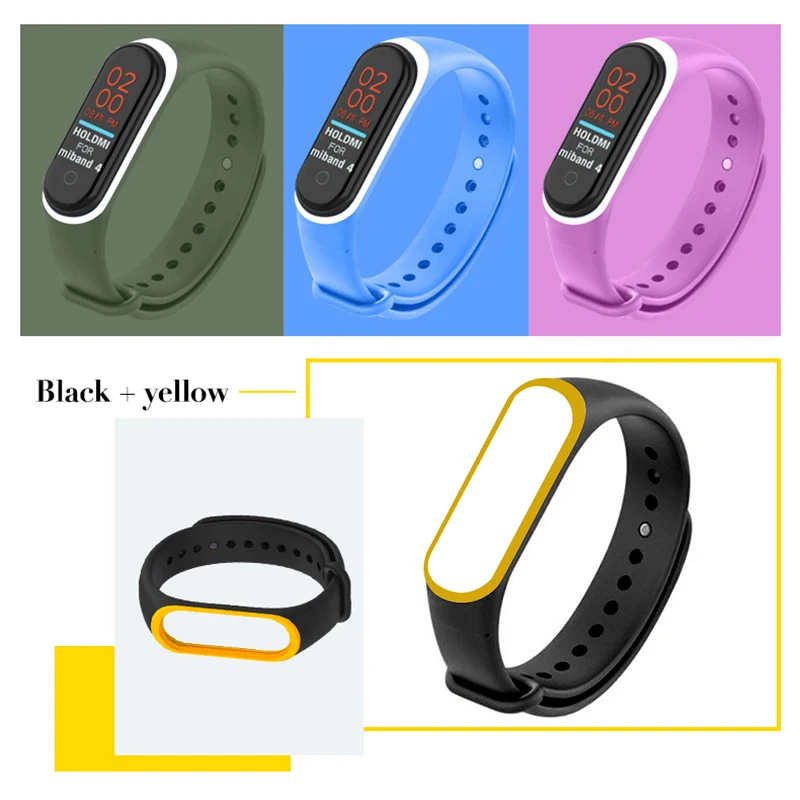 Цветной силиконовый сменный ремешок для браслета Miband 4 Xiaomi Mi Band Аксессуары