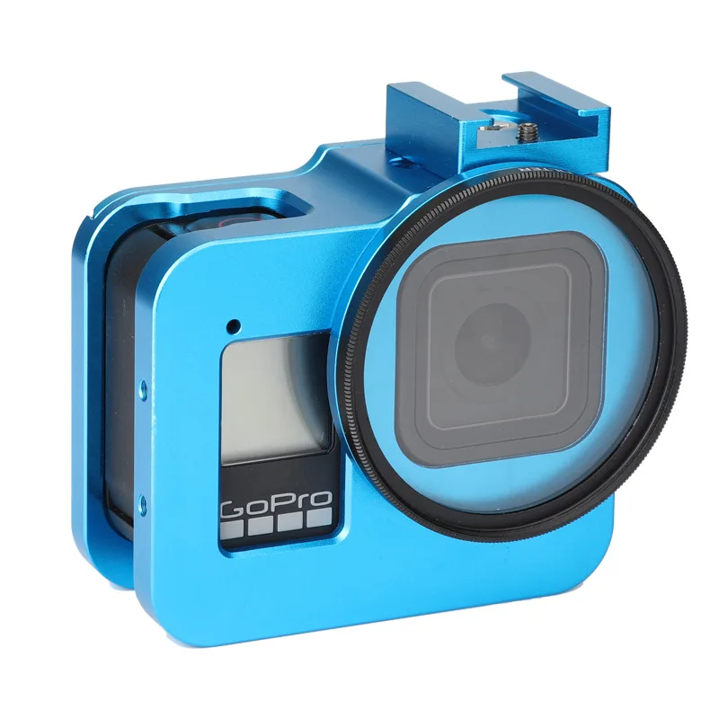 Черный цвет Алюминиевый сплав защитный чехол для GoPro Hero 8 черная металлическая рамка клетка+ УФ-фильтр объектива для Go Pro 8 аксессуары для камеры - Цвет: Черный цвет