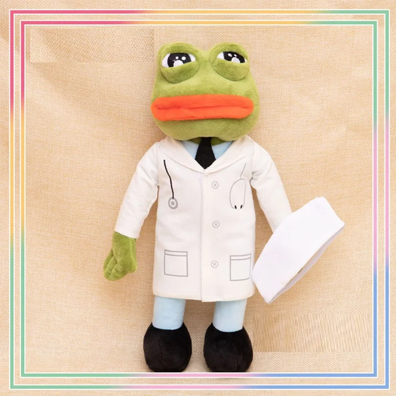 Sad Frog Doctor Dress Mask White Angel Hospital Cloth Plush Toy Stuffed  Doll Cartoon Animal Funny Model Play House Boy Girl Gift