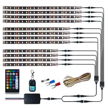 

12PCS Motorcycle RGB LED Strip Lights kit, Multi-Color Accent Glow Neon LED Atmosphere Lamp Strips Kit With Dual IR/RF Remote Co