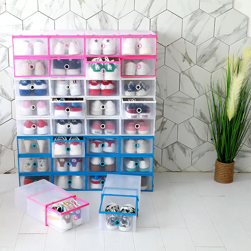 6 шт./компл. пластиковые коробки для новой обуви прямоугольные складные коробки для хранения обуви чехол ящик Штабелируемый обувь Коробка органайзер для мужчин и женщин