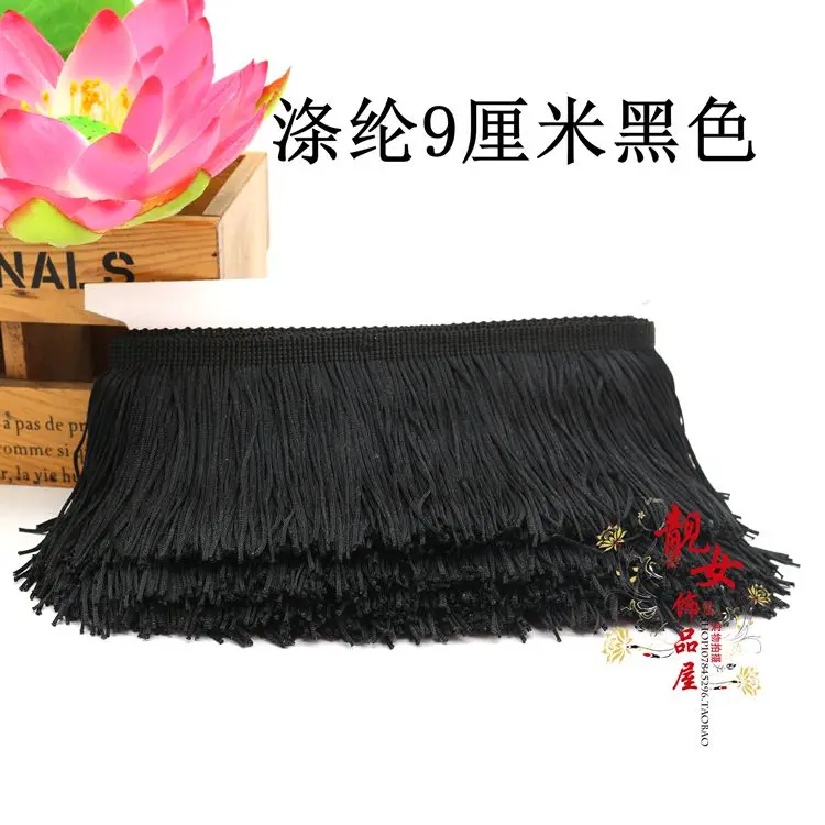10 metri con frange latine in pizzo, abito latino fai da te, accessori per abiti da palcoscenico, nappe decorative per tende in pizzo, larghezza 9 cm - immagine 3