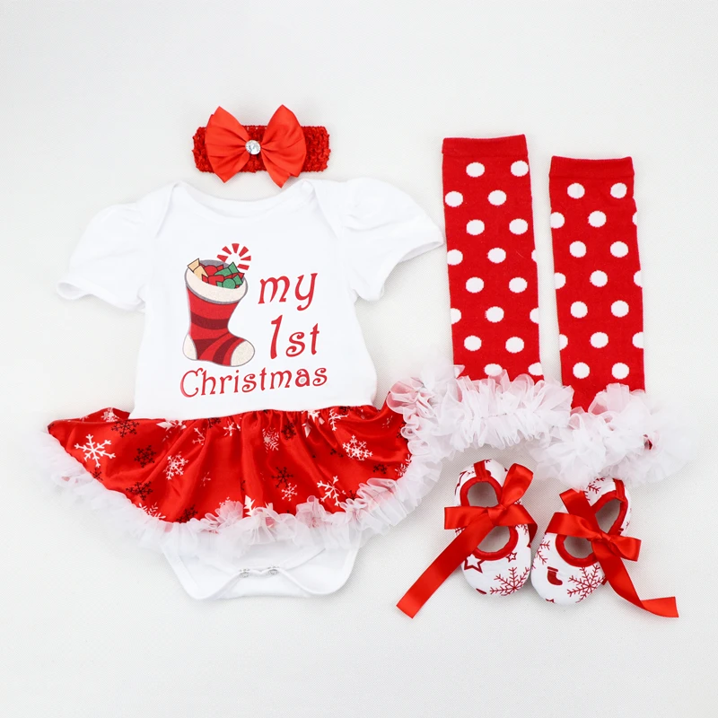Рождественская одежда для малышей платье для маленьких девочек костюмы мой первый Рождество bebe Детский комбинезон кружевное платье-пачка roupas de bebe от 0 до 24 месяцев