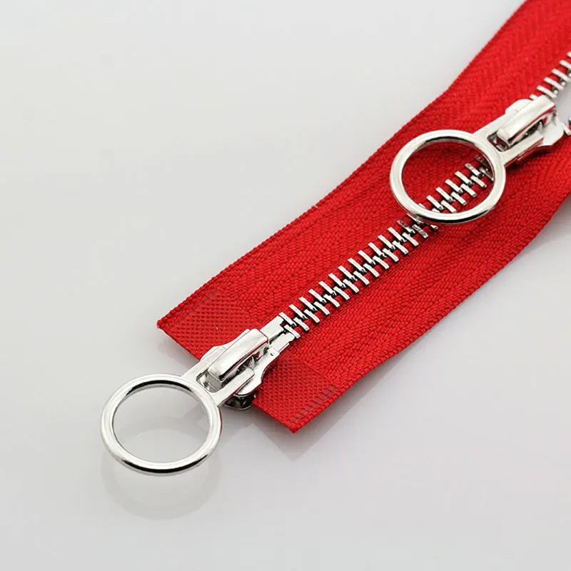 5# 70/90cm Metal Long Zipper Double Slider Two-Way Zip for Jackets Zipper Repair Kit Ring Buckle Replacement Sewing Material