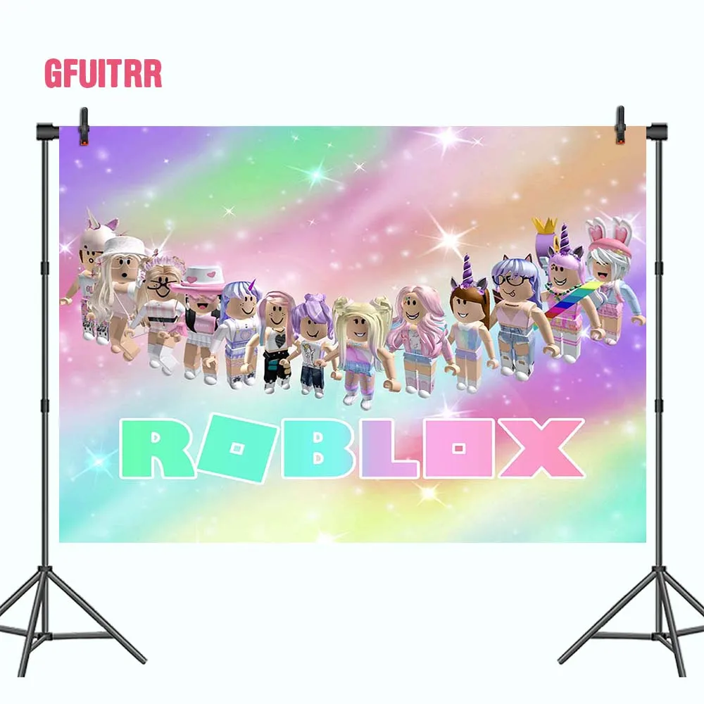 GFUITRR Roblox фотография фоны для детей день рождения Фото робот игра радужные цвета
