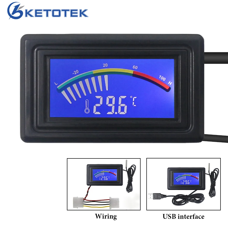 Цифровой ЖК-дисплей Usb термометр с указателем для котельных автомобиля