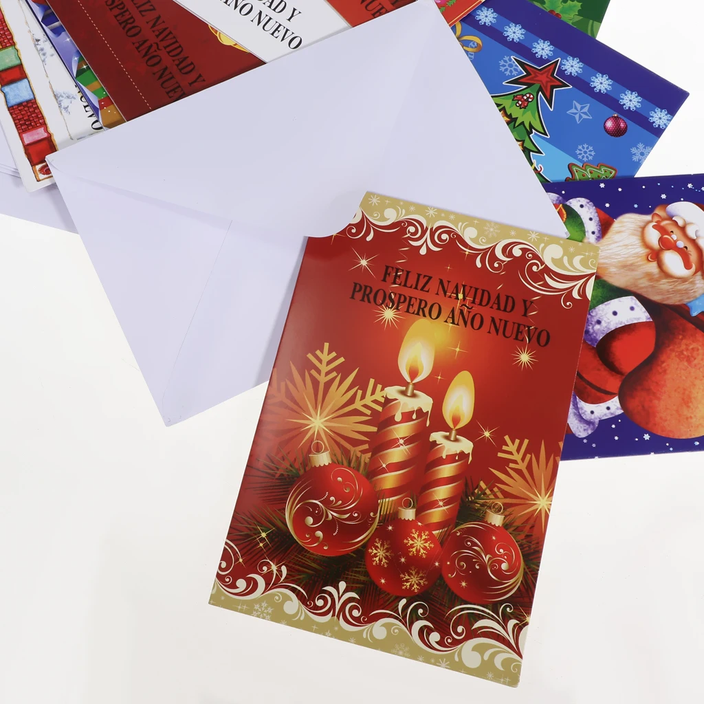 10pcs/set Merry Christmas Greeting Cards with Envelopes Xmas Gift Cards Winter Holiday Festival Greeting Supplies for Friend Kid