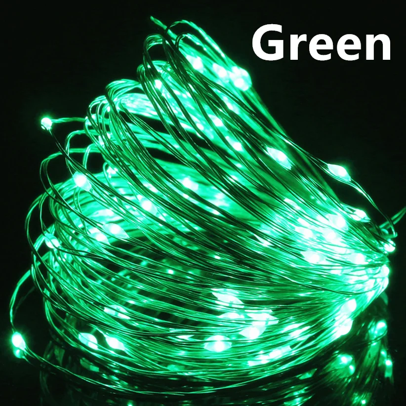 DC 5 в USB светодиодный светильник s 20 м 10 м 5 м 2 м Серебряный провод водонепроницаемый Сказочный светильник Гирлянда для дома Рождество Свадьба украшения - Испускаемый цвет: Green