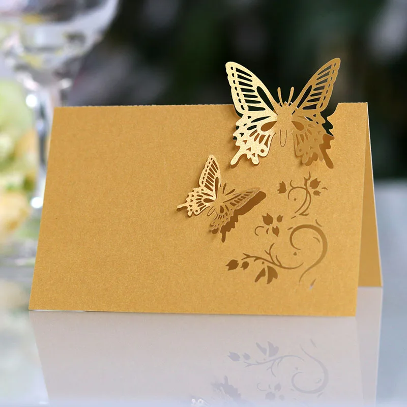 50pcs Butterfly Name Place Card Birthday Wedding Decoration Table Decor Table Name Message Greeting Card Baby Shower Party Favor