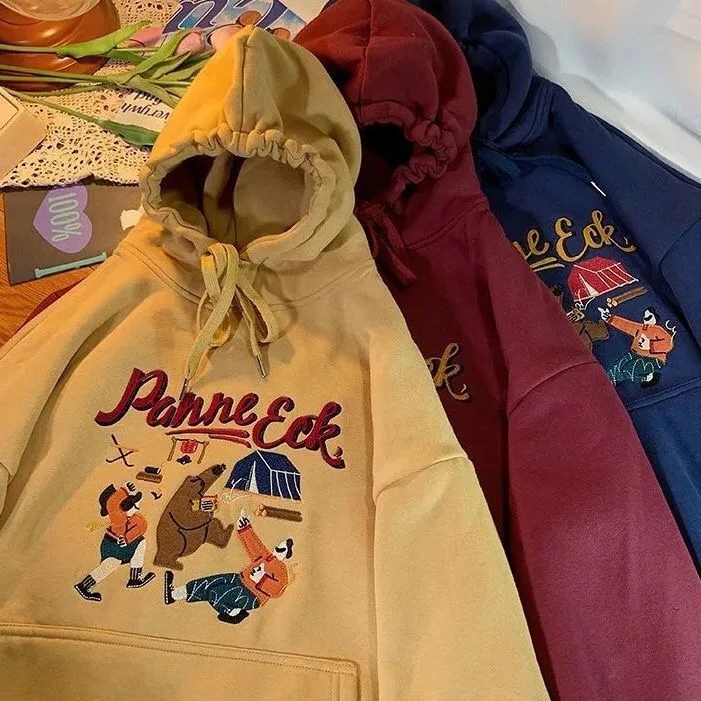 

2020 Autumn And Winter New Casual Korean Cartoon Embroidery Goodie Sweatshirt Women Loose Wild Pullover Cotton Sweatshirt