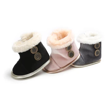 

Baby Girls Boots Winter Warm Shoes First Walkers Fur Snow Super Warm Girl Boys Prewalkers Soft Sole Booties With Buckles