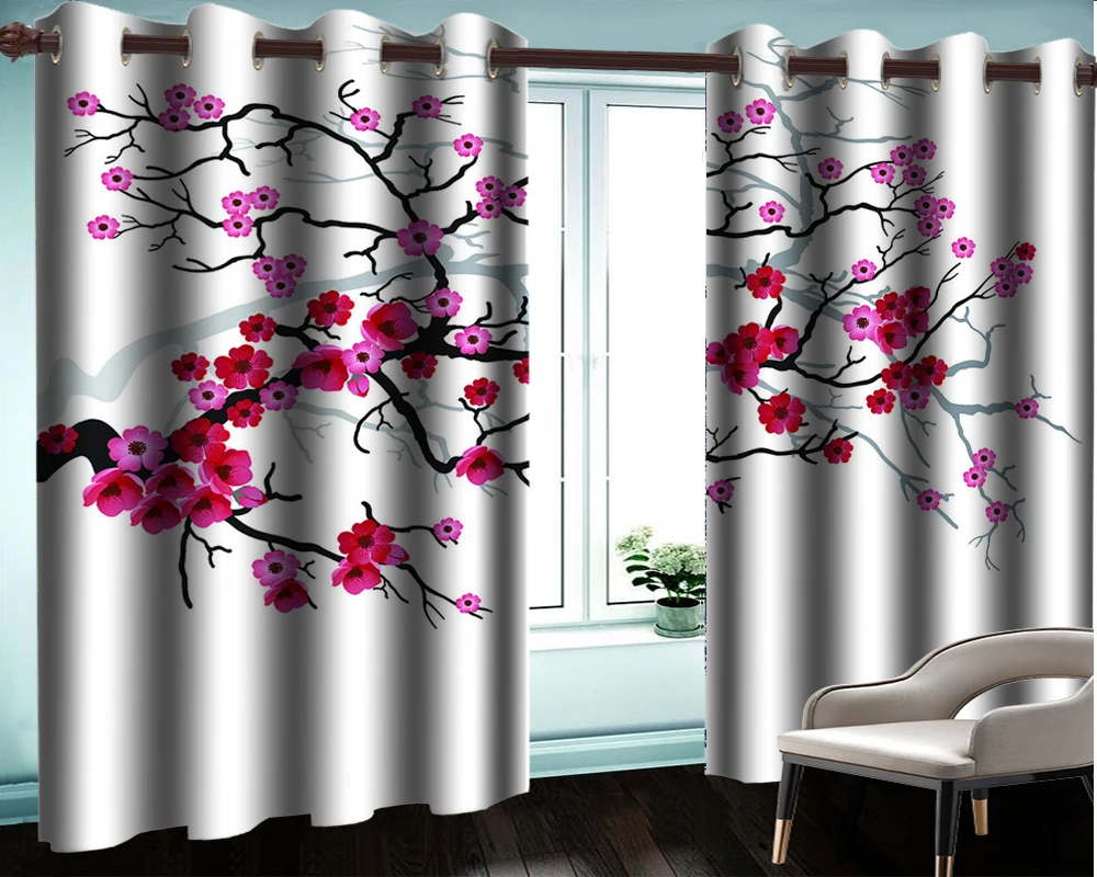 3d Blackout Curtain Modern Beautiuful Window Charming Red Flowers Fine Floral Decoration Curtains | Дом и сад