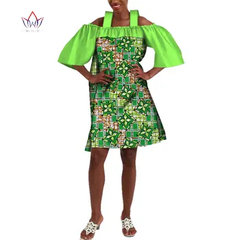 

African Dresses For Women Halter Dashiki African Dress For Women Print Knee-length Loose Dress Plus Size Ladies Clothing WY3577