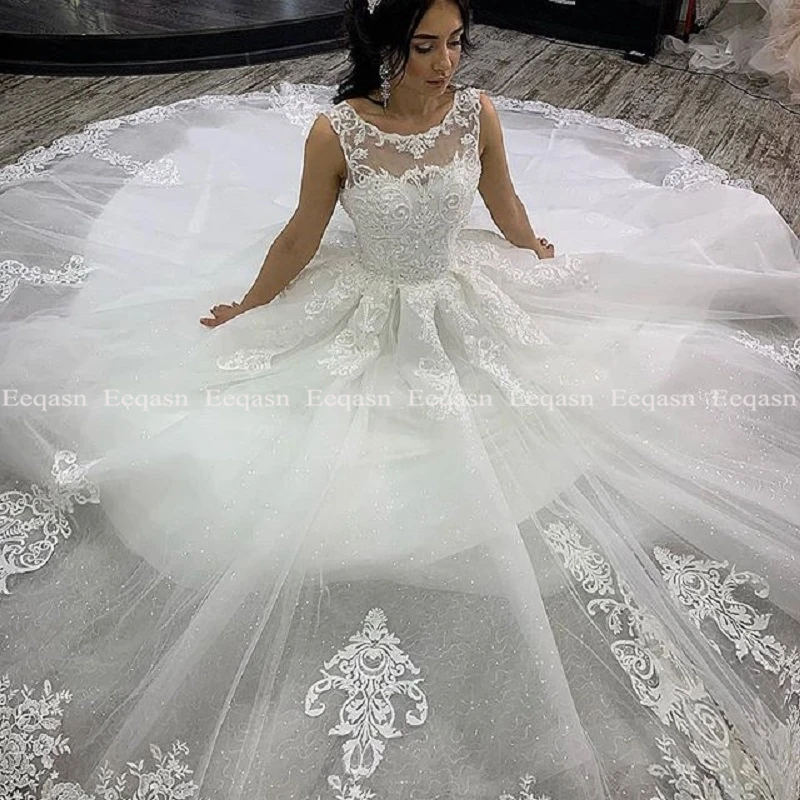 Vestidos De Novia, бальное платье принцессы, свадебное платье, халат атласный кружевной аппликацией, большие размеры